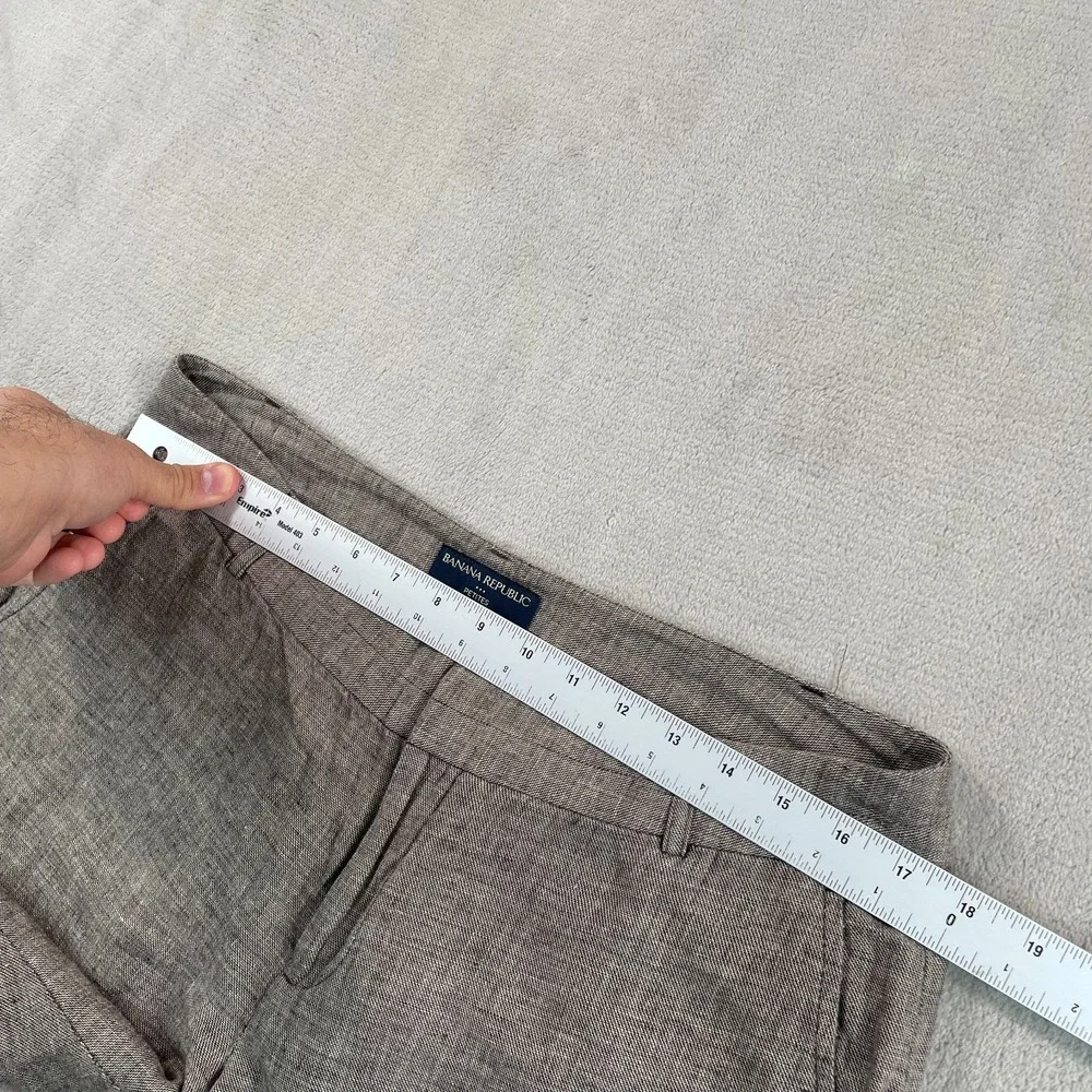 Banana Republic Wide Leg Trouser Pants Women 12P‎ Petite Brown Linen Blend